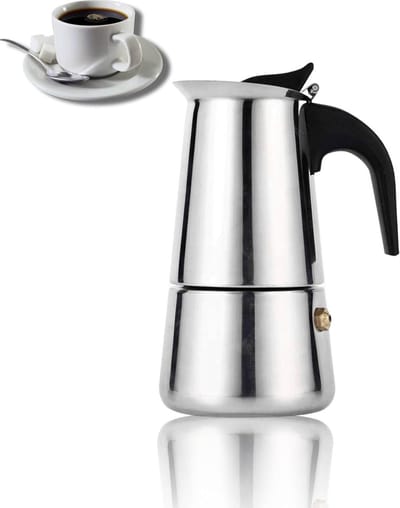 Koffiezetapparaat van RVS voor Moka, Perfect voor Thuis en Kantoor, 100ml Capaciteit, Duurzaam en Handzaam