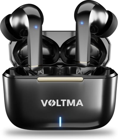 Voltma Sky Beats Draadloze Oordopjes - Oortjes draadloos - Bluetooth 5.3 - IPX4 waterdicht - ENC Noise cancelling - Earpods - Wireless Earbuds Met 4 Microfoons en 8 uur Speeltijd - Bluetooth Oordopjes Compatibel met IOS en Android (Glanzend Zwart)