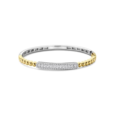 TI SENTO Dames Armband - 925 zilver - Zirkonia met geel verguld - Maat M - 23044ZY