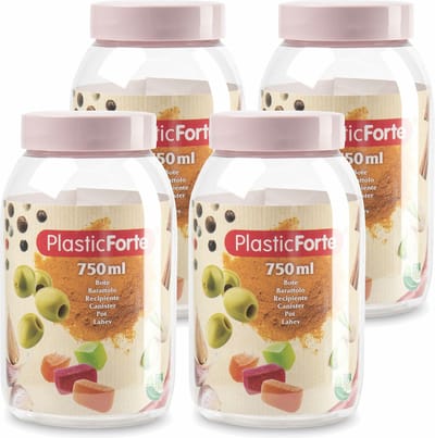 PlasticForte Voorraadpot/bewaarpot - 4x - 750 ml - kunststof - oud roze - B9 x H15 cm