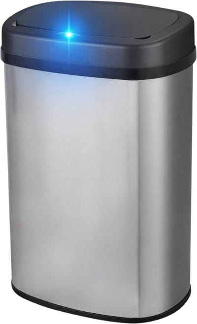 Bayt Prullenbak - Prullenbak 60 Liter - Prullenbak met Sensor - Vuilnisbak - Afvalbak - Metaal - Zilver