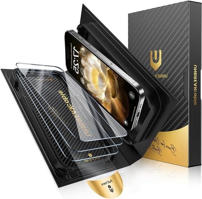 iPhone 15 Pro Max Screen Protector [3 Pack] - Gehard Glas met Auto Align Technologie, 9H+ Hardheid, Anti-Vingerafdruk en Ultra Duidelijk Design