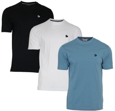 3-Pack Donnay - T-shirt (Vince) - Sportshirt - Heren - Black/White/Light Denim Blue (741) - maat S
