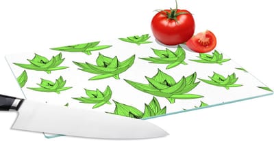 Glazen Snijplank - 28x20 - Aloë Vera - Patronen - Planten - Snijplanken Glas