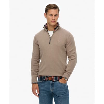 Superdry - Essentials Katoenen Trui met Halve Rits - Heren - Sweaters