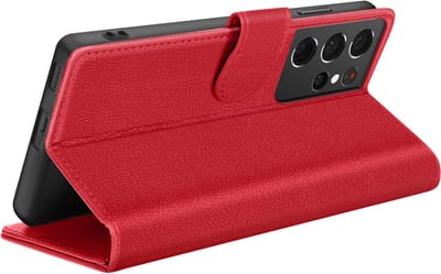 Zanae, Hoesje geschikt voor Galaxy S21 Ultra 5G - Wallet Case & Magneetsluiting, Rood