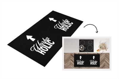 Keukenloper - Loper keuken - Quotes - Zwart - Wit - Workaholic - 120x60 cm - Keukenloper vinyl