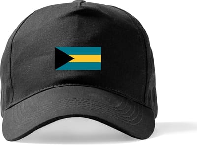 Zwarte Pet Beechfield met Wereldvlaggen, land De Bahamas klittenbandsluiting
