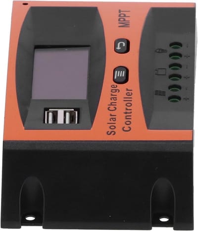 Solar Laadregelaar - MPPT Controller - Off-grid Energie - Dubbele USB Poorten - 168x92x41mm - Zwart Oranje