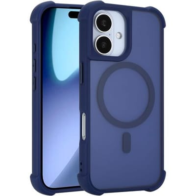Coverzs matte shock case met Magneet geschikt voor iPhone 17 (donkerblauw) – luxe hoesje met sterke valbescherming, premium design en perfecte pasvorm