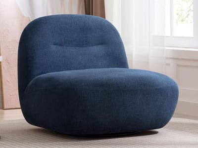 Vente-unique Draaifauteuil van blauwe stof met textuur POZETI