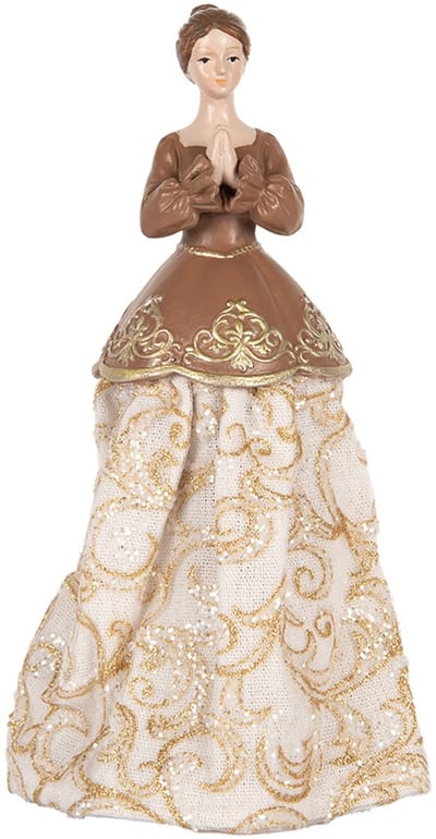 Clayre & Eef Decoratie Beeld Vrouw 8x7x23 cm Beige Kunststof