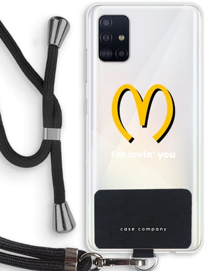 Case Company® - Hoesje met koord geschikt voor Samsung Galaxy A51 4G hoesje met Koord - I'm lovin' you - Telefoonhoesje met Zwart Koord - Bescherming aan alle Kanten en Over de Schermrand