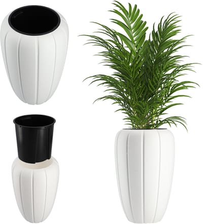 KADAX Bloempot van kunststof, diameter 39 cm, 5 kleuren, moderne bloemenvaas, plantenpot, plantenpot, kunststof bloempotten, ronde bloempot (H: 62 cm, wit)