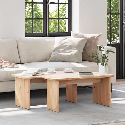 vidaXL - Salontafel - 2 - st - Naturel - 100 - x - 69 - x - 35,5 - cm - Massief - grenenhout