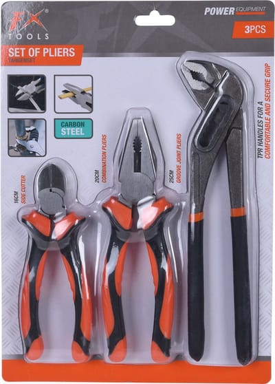 FXTools - Tangenset - 3-delig Tangenset - Zijsnijtang - Combinatietang - Waterpomptang