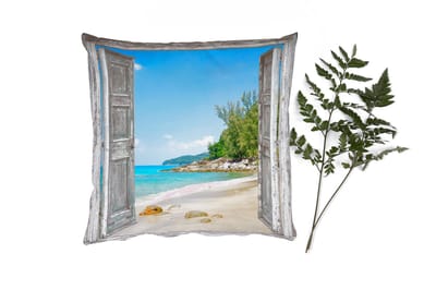 Sierkussens - Kussentjes Woonkamer - 40x40 cm - Strand - Doorkijk - zomer - Tropisch