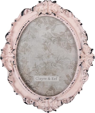 Clayre & Eef Fotolijst 12x15 cm Roze Polyresin Bloemen