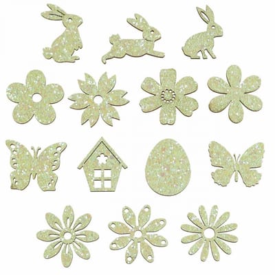 Strooidecoratie houten strooidelen lente Pasen groen 2–4cm 64 st, 64 S