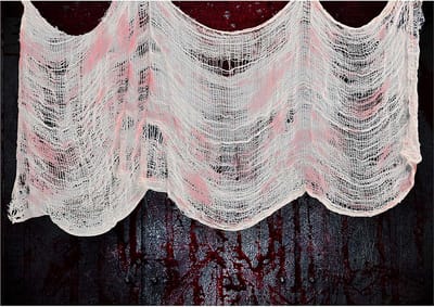 Fiestas Guirca - Wit bebloede stof (76 x 228 cm)