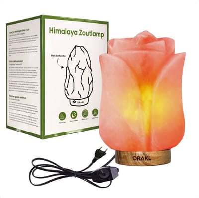 Dimbare Himalaya Zoutlamp Lotus - 2-4 KG en ca. 17 cm - Nachtlamp - Tafellamp - Cadeauverpakking