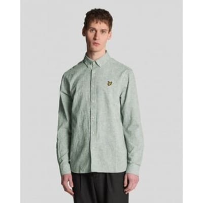 Overhemd Lange Mouw Lyle &amp; Scott LW2207V LINEN BLEND OXFORD-X583 GREEN MERCURIAL