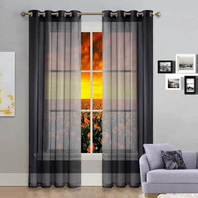 Verduisterende Gordijnen - Decoratieve Raambekleding - Privacy Beschermen - Met Gordijnhouders - 100 x 145 cm - Zwart