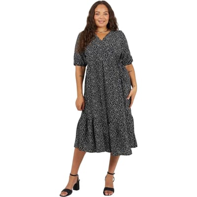 Brave Soul Wrapjurk met pofmouwen en luipaardprint voor dames (Zwart, Wit)