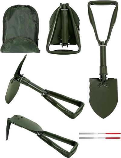 Vouwschep 58 cm, Sterke en Stabiele Schep voor Camping en Tuin, Ideaal voor Sneeuw en Outdoor Activiteiten, Olive Groen