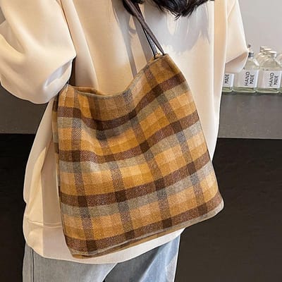 Grote Capacitéit Gevlochten Tas Herfst en Winter Nieuwe Mode Tote Bag voor Dames Ins Herfst en Winter Veelzijdige Één-schouder Emmer Tas brown