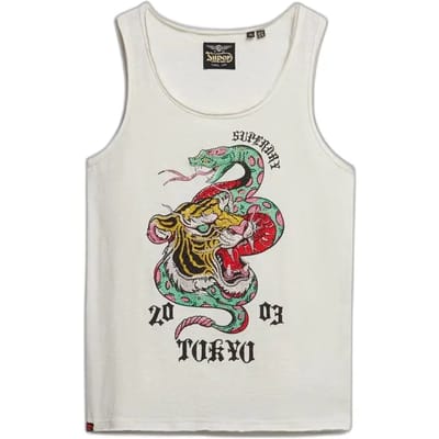 Superdry - Neo Trad Tattoo tanktop met laag uitgesneden ronde hals - Dames - Vesten