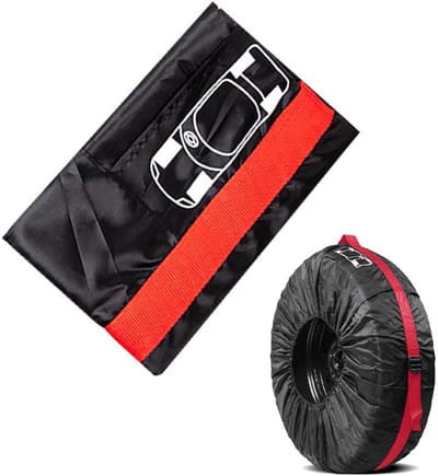 Wielband Beschermhoes - Bandentas Opslag - Banden Beschermen - Waterdicht Oxford - 13 Tot 23 Inch - Zwart Rood