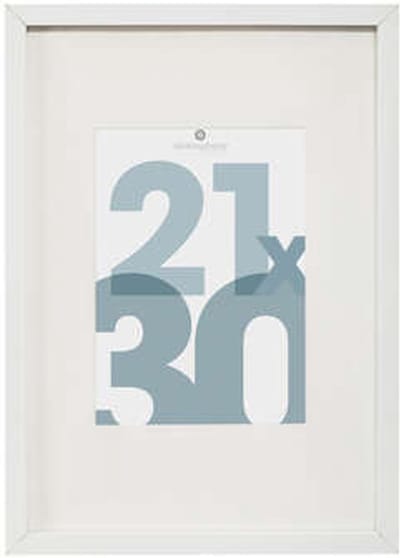 Atmosphera Fotolijstje Manu - met passe partout - voor een foto van 21 x 30 cm - wit - MDF/Glas - Klassieker