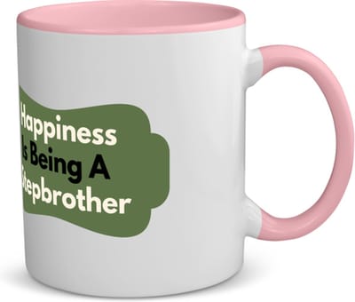 Akyol - happiness is being a stepbrother koffiemok - theemok - roze - Broer - de liefste stiefbroer - verjaardag - cadeautje voor broer - broer artikelen - kado - geschenk - 350 ML inhoud