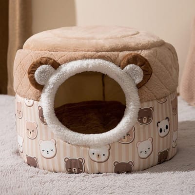 Lit pour chat entièrement fermé, amovible et lavable, lit pour chien, lit universel quatre saisons pour chat, lit pour chien, maison chaude pour l'hiver, lit pour animal de compagnie classic * brown bear
