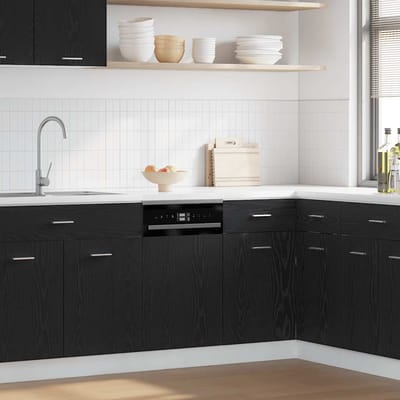 vidaXL - Vaatwasserpaneel - Lyon - 45x1,5x67 - cm - bewerkt - hout - zwart - eiken
