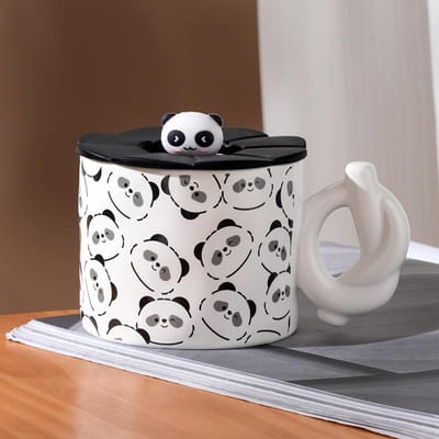Leuke Cartoon Panda Keramische Kop Gepersonaliseerde Mok Mannelijke en Vrouwelijke Studentenstel Waterbeker Cadeau Koffiekop Thuisgebruik 380ML