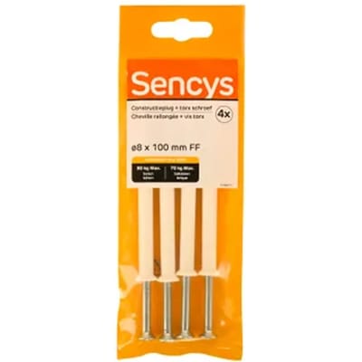 Sencys Plug Voor Frame Fix Nylon - Diam. 8x100mm - 4 Stuks