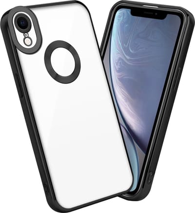 Cadorabo Hoesje geschikt voor Apple iPhone XR in Transparant - Zwart - Beschermhoes gemaakt van flexibel TPU silicone Case Cover met Chrome applicatie