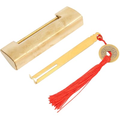 Cadenas Antique en Laiton Espacement 5,9 cm Exquis Résistant à la Rouille Style Ancien Chinois Cadenas Poisson Horizontal pour Boîtes à Bijoux beige