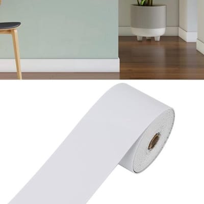 Witte, 5 meter lange, zelfklevende, flexibele zoom, comfortniveau: 10 meter, flexibele decoratiestrip, hoofdborddoorvoerstrip, opgestapelde pootdraad, vouwoppervlak, Japanse bloemendecoratiestrip, houtnerf