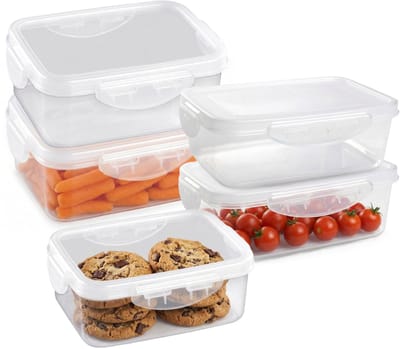 Plasticforte Vershoudbakjes set Classic - 5x stuks - vriezer en magnetron - kunststof - diverse maten - 600-800-1000 ml