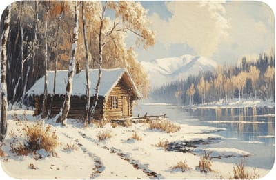 Badmat 60x40 cm - Antislip - Winter - Sneeuw - Huis - Natuur - Badmatten voor badkamer - Badkamermat - Douchemat - Badkamer mat