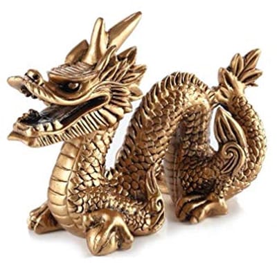 Decoratief Beeld - Draak Figuur - Woonkamer Decoratie - Feng Shui Symbool - 15 x 12 x 10 cm - Goud