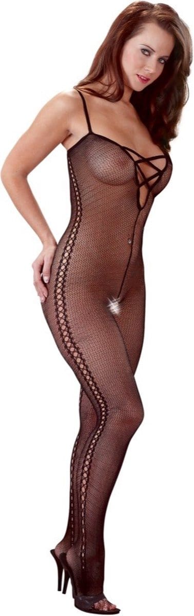Sexy Lingerie - Catsuit met Open Kruis - Erotische Catsuit - Bodystocking - Visnet - S/M