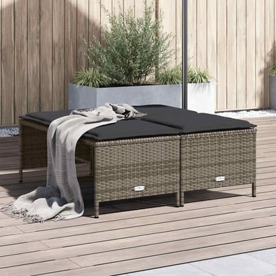 vidaXL - Tuinkrukken - met - kussens - 4 - st - poly - rattan - grijs