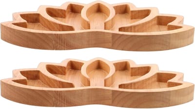 Kristallen Oplaadkom - Sieradenbak Lotus - Edelstenen Presenteren - Uniek Motief - 2 Stuks - Bruin