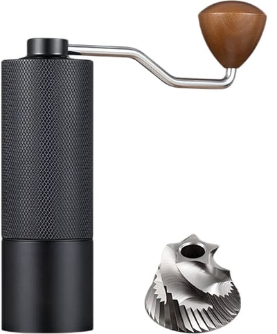longziming Handmatige Koffiemolen - Verstelbare Burr Grinder - Hoogwaardige Precisie - Koffiemaler - Voor Espresso en Pour Over - Houten handvat - Zwart