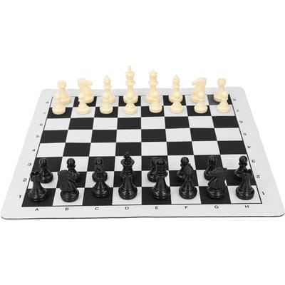 Reis Schaakbord Spelset Professioneel Standaard Opvouwbaar Oprolbaar Reis Schaakbord met 32 Schaken white