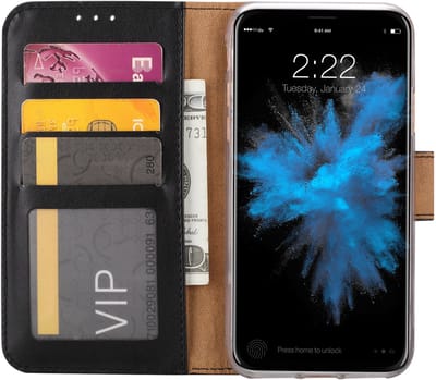 Apple iPhone X | Xs Hoesje Zwart met opbergvakjes